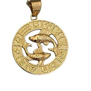 NWT Gold Zodiac Pisces Pendant Necklace 16 inch